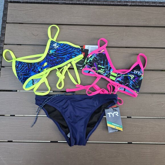 TYR Women's Mix & Match Kauai & Penello Tieback Tops & Navy Bikini Sz S New - Picture 1 of 7
